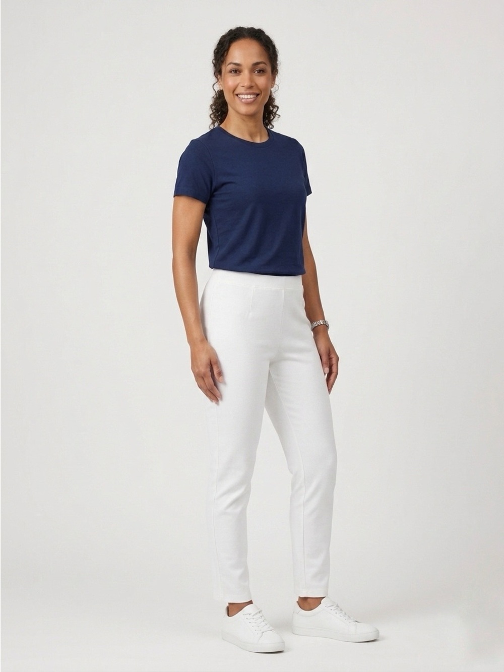 068 EILEEN FISHER Women’s Ankle Straight Fit Pant - White, Medium